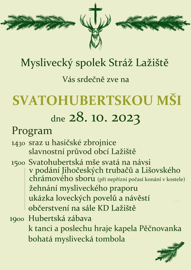 Svatohubertská mše – MS Stráž Lažiště, 28.10.2023